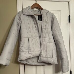 Under Armour gray athletic puffer jacket medium cold gear $129 Storm